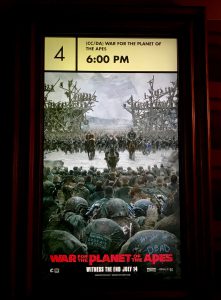 War For the Planet Of The Apes poster at Alamo Drafthouse Littleon