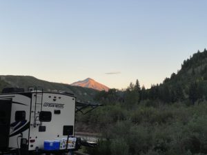 A view of West Beckwith Mountain from Hawsapple Campground at Paonia State Park